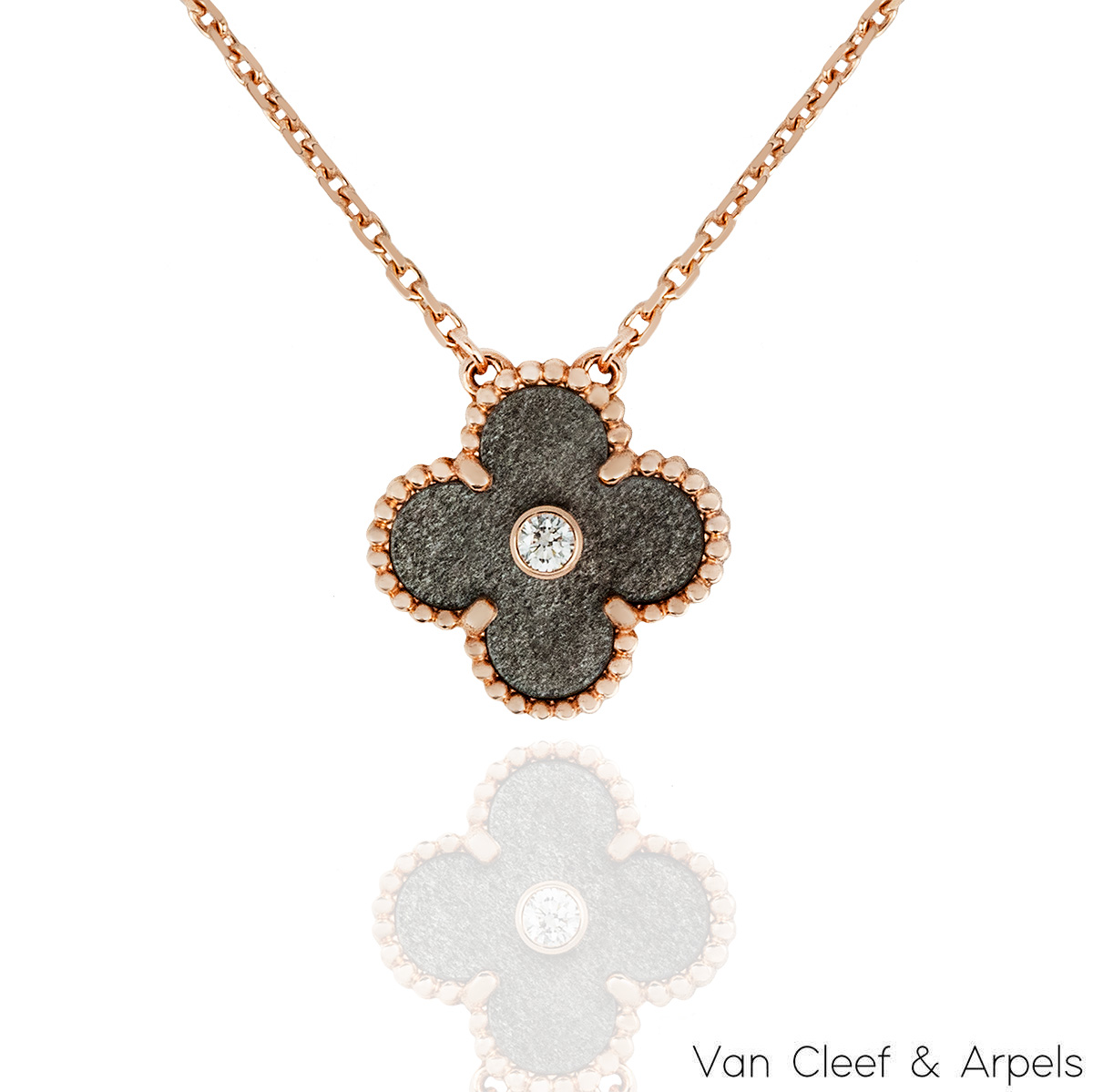 Van Cleef & Arpels Limited Edition Obsidian Vintage Alhambra Holiday Pendant VCARP9T000 Van Cleef & Arpels Limited Edition Obsidian Vintage Alhambra Holiday Pendant VCARP9T000
